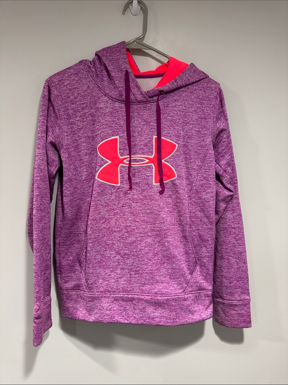 Under Armour Purple Heather Hoodie with Pink Logo Womens XS